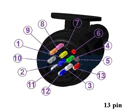 Схема подключения 13-ти контактной вилки